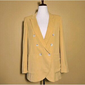 Express Mustard Yellow Double Breasted Blazer Womens Medium Tailored Notch Y2K 9